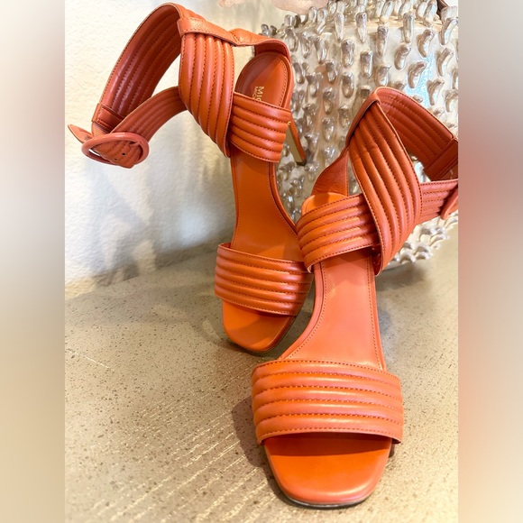 Michael Kors Orange Remi Crisscross Straps High Heel Dress Sandal Size 7.5 - Picture 7 of 8